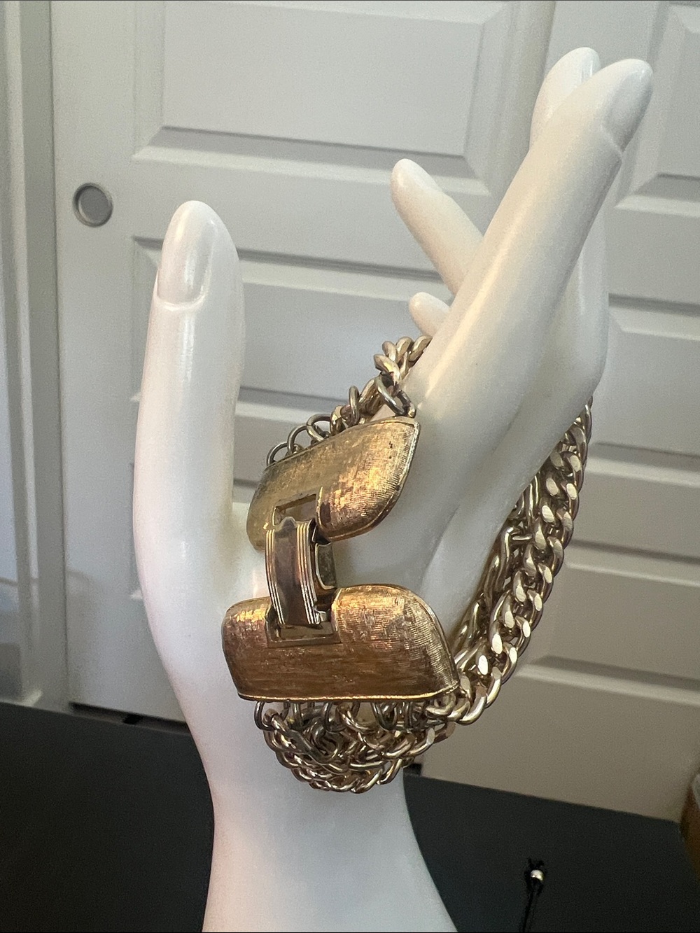 Coro Chunky Gold-Tone Multi Strand Bracelet with Statement Clasp